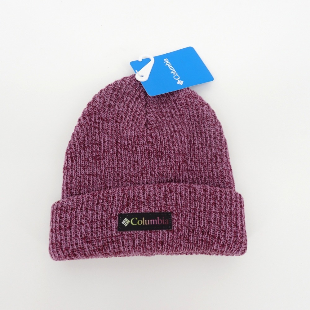 Columbia Youth Whirlibird Cuffed Beanie Dark Plum Heather Knit Hat OS NEW